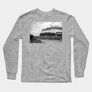 Black Prince Steam Train North Norfolk Railway Black And White Long Sleeve T-Shirt